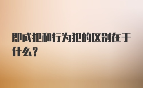 即成犯和行为犯的区别在于什么？