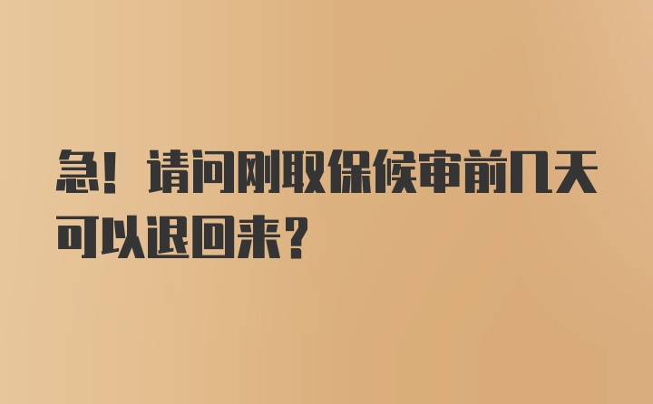 急！请问刚取保候审前几天可以退回来？