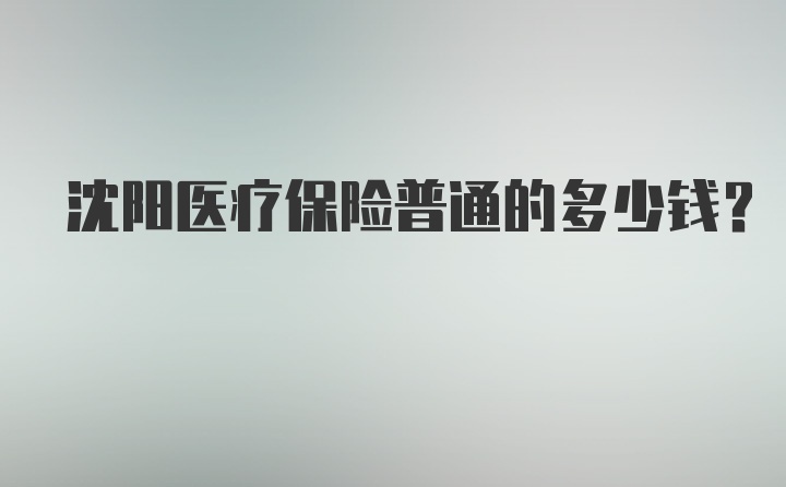 沈阳医疗保险普通的多少钱？