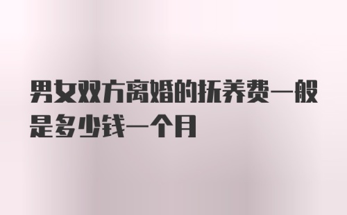 男女双方离婚的抚养费一般是多少钱一个月