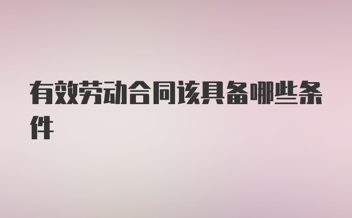 有效劳动合同该具备哪些条件