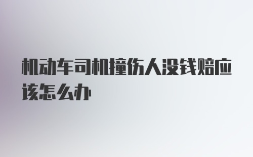 机动车司机撞伤人没钱赔应该怎么办