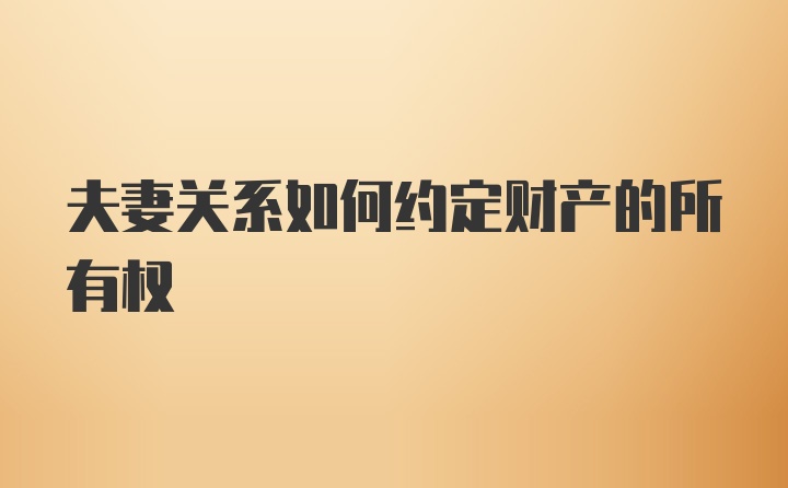 夫妻关系如何约定财产的所有权