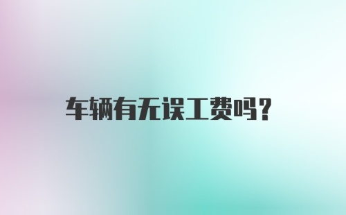 车辆有无误工费吗？