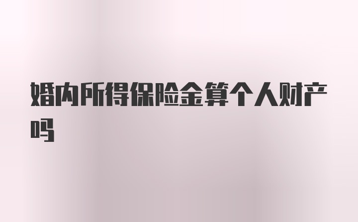 婚内所得保险金算个人财产吗