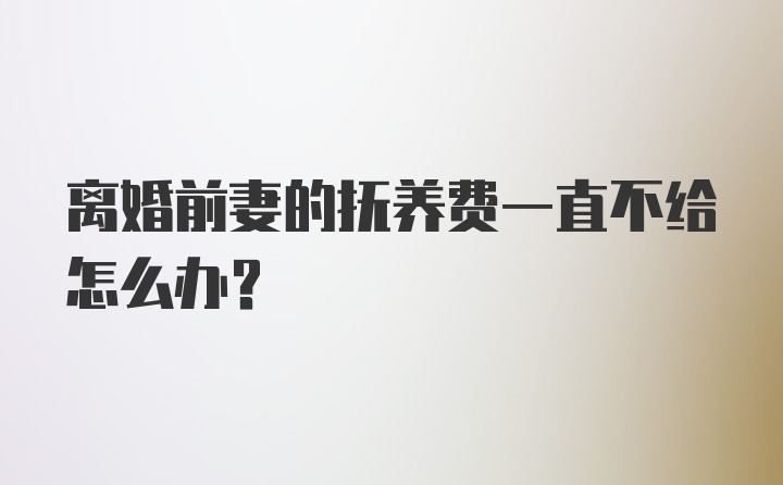 离婚前妻的抚养费一直不给怎么办？