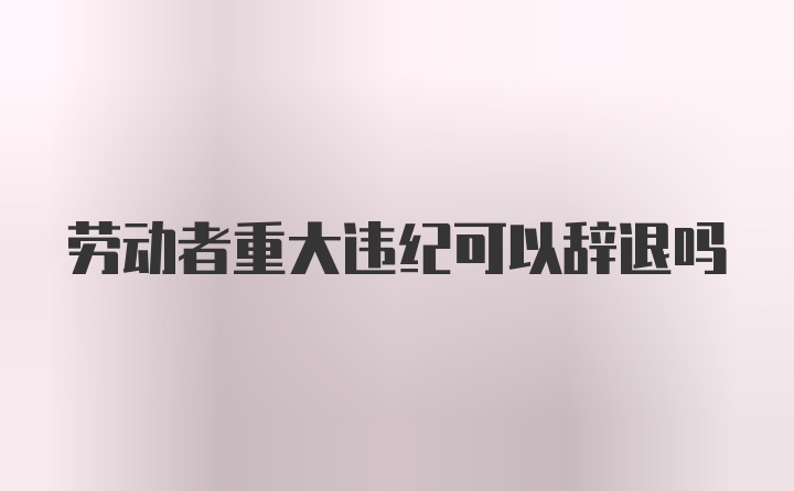 劳动者重大违纪可以辞退吗