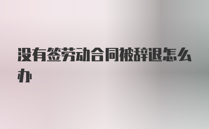 没有签劳动合同被辞退怎么办