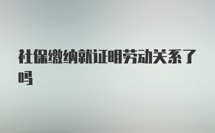 社保缴纳就证明劳动关系了吗