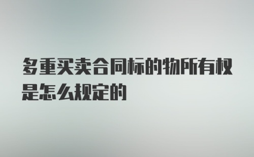 多重买卖合同标的物所有权是怎么规定的