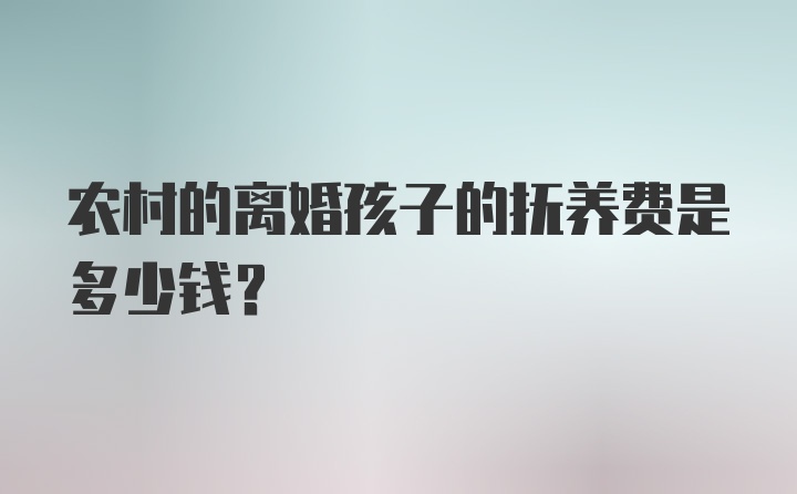 农村的离婚孩子的抚养费是多少钱？