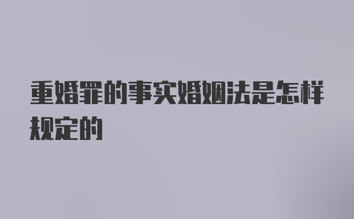 重婚罪的事实婚姻法是怎样规定的