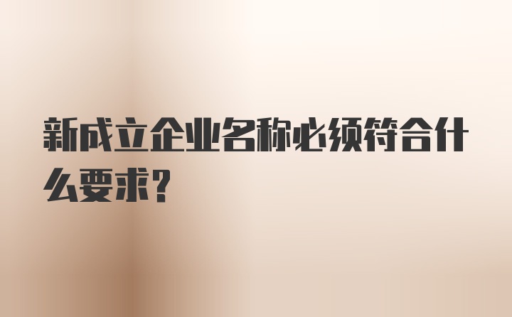 新成立企业名称必须符合什么要求？