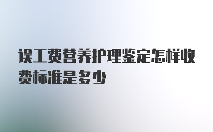 误工费营养护理鉴定怎样收费标准是多少