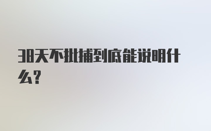 38天不批捕到底能说明什么？