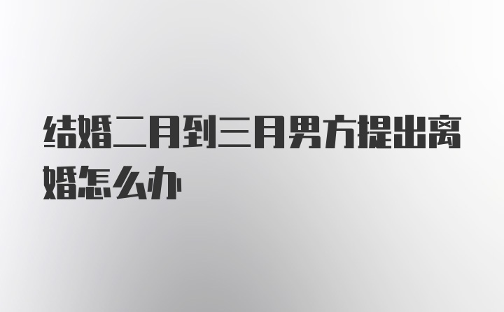 结婚二月到三月男方提出离婚怎么办