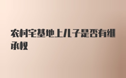 农村宅基地上儿子是否有继承权