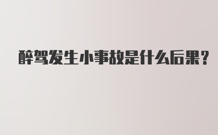 醉驾发生小事故是什么后果？