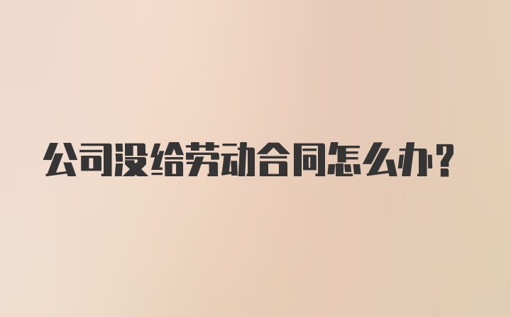 公司没给劳动合同怎么办？