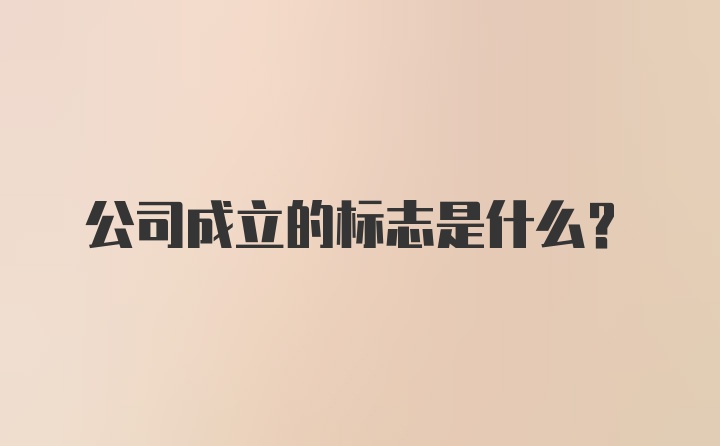 公司成立的标志是什么？