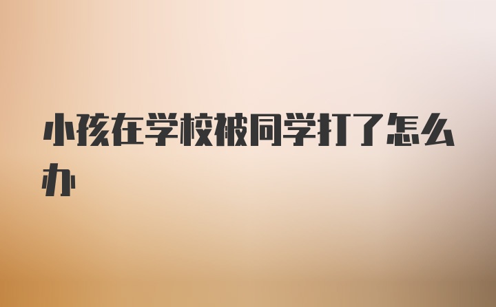 小孩在学校被同学打了怎么办