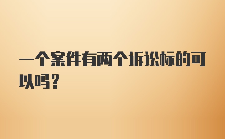 一个案件有两个诉讼标的可以吗？