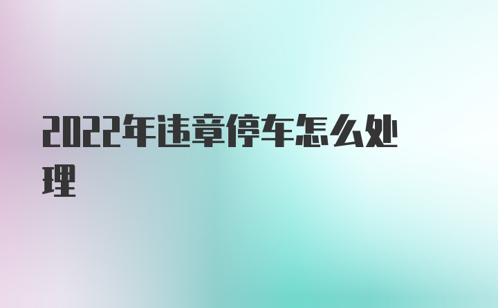 2022年违章停车怎么处理