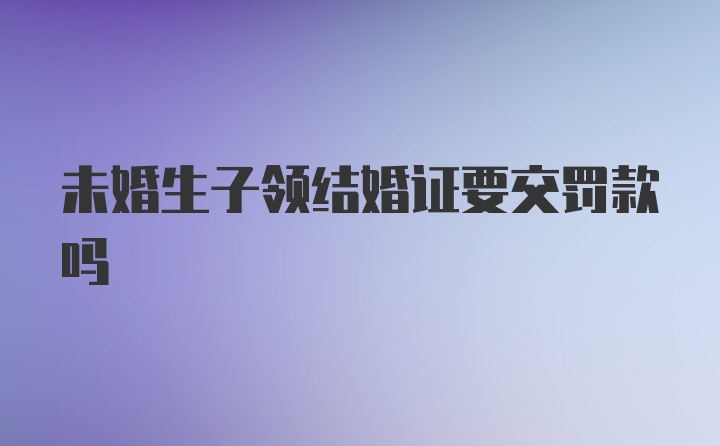 未婚生子领结婚证要交罚款吗