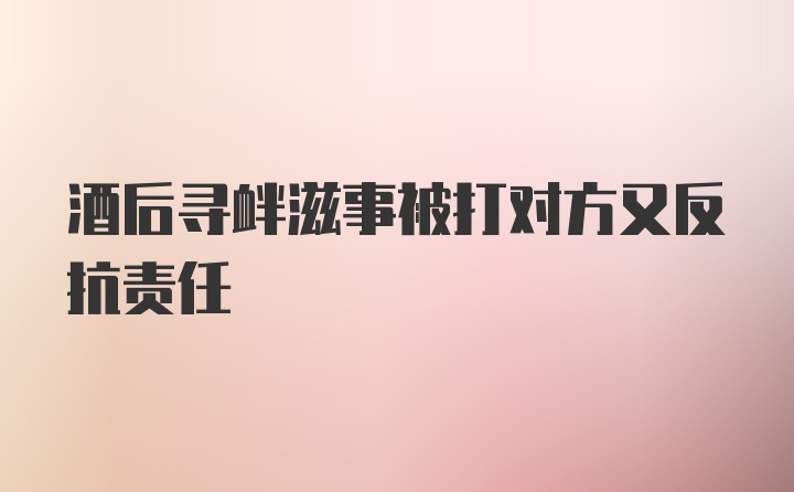 酒后寻衅滋事被打对方又反抗责任