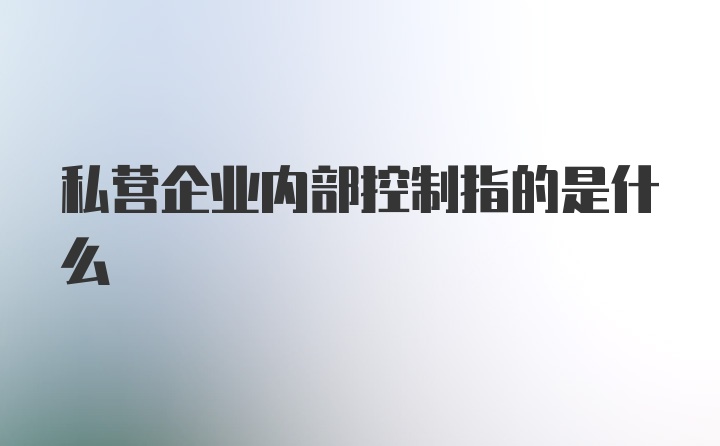 私营企业内部控制指的是什么