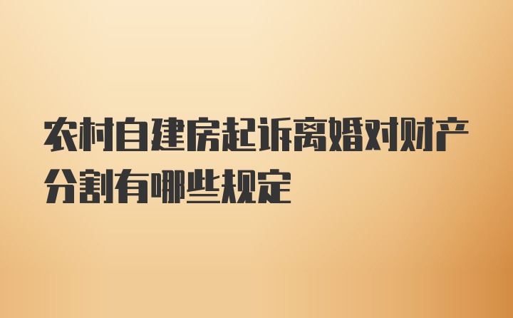 农村自建房起诉离婚对财产分割有哪些规定