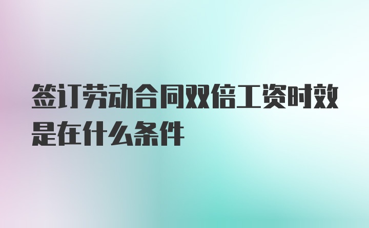 签订劳动合同双倍工资时效是在什么条件