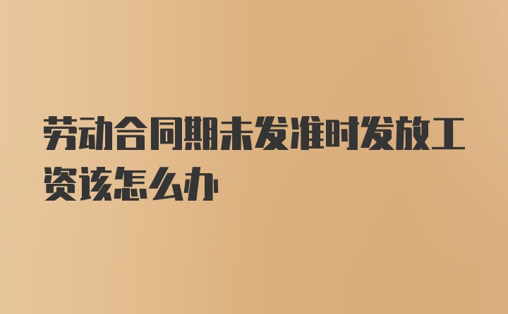 劳动合同期未发准时发放工资该怎么办