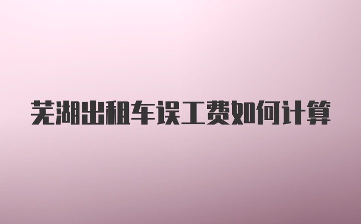 芜湖出租车误工费如何计算