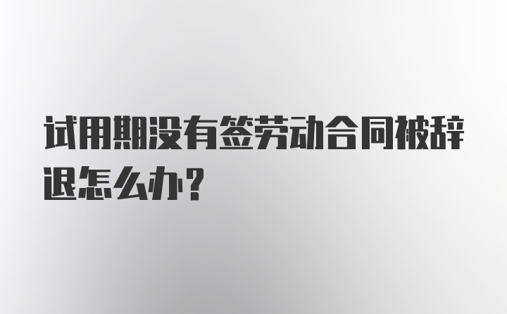 试用期没有签劳动合同被辞退怎么办?