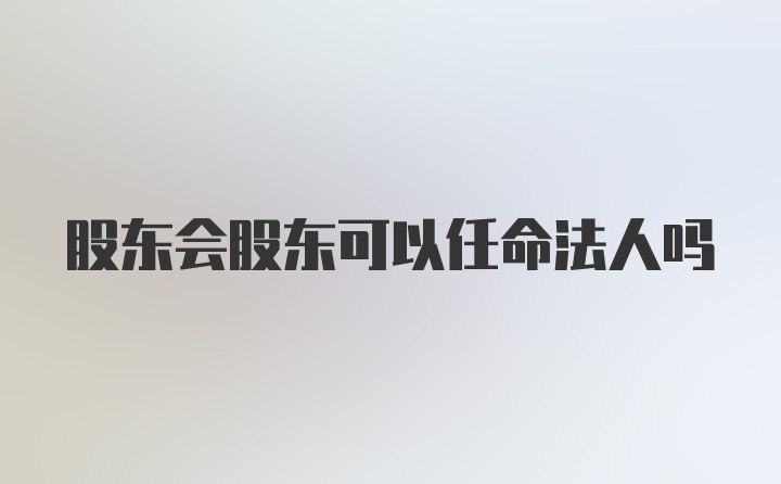 股东会股东可以任命法人吗