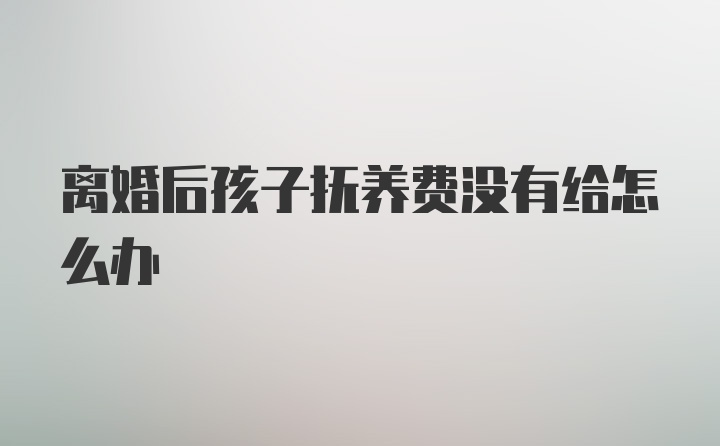 离婚后孩子抚养费没有给怎么办