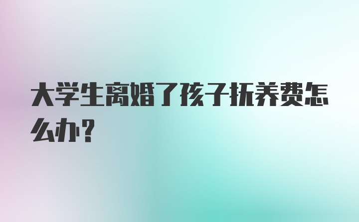 大学生离婚了孩子抚养费怎么办？