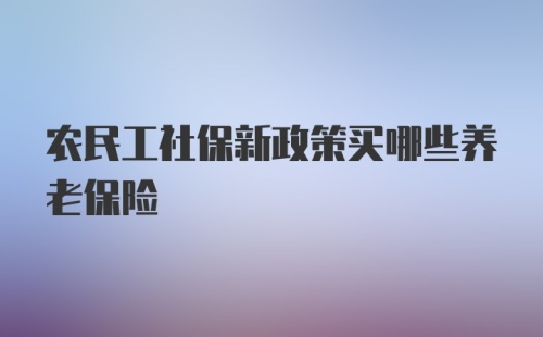 农民工社保新政策买哪些养老保险