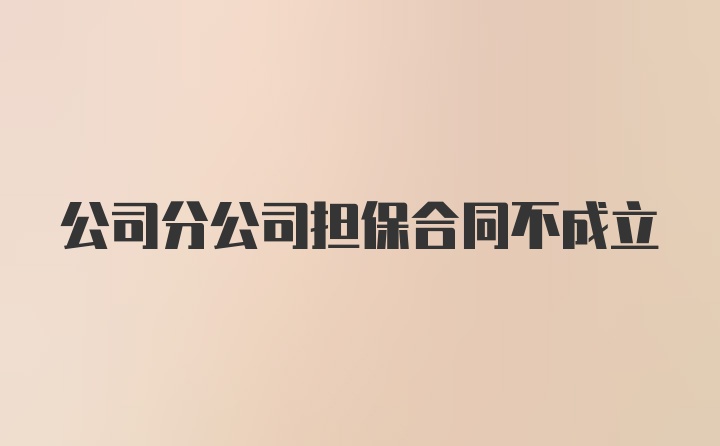 公司分公司担保合同不成立