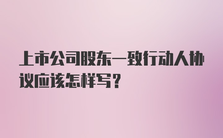 上市公司股东一致行动人协议应该怎样写？