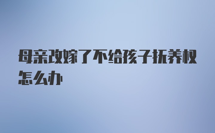 母亲改嫁了不给孩子抚养权怎么办