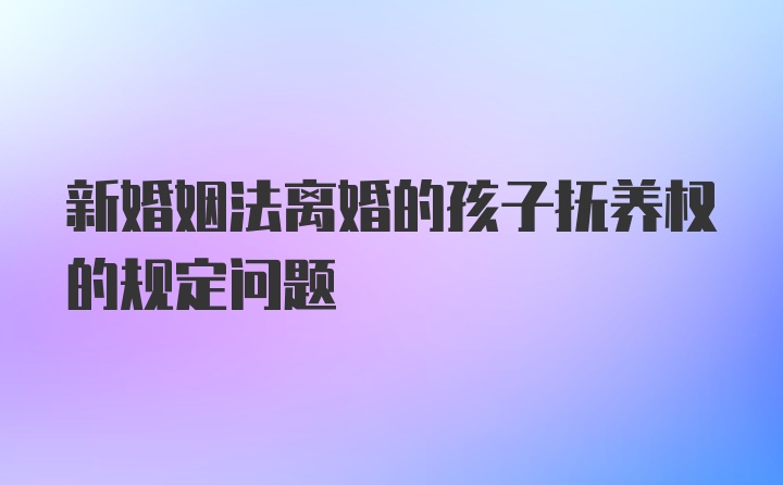 新婚姻法离婚的孩子抚养权的规定问题