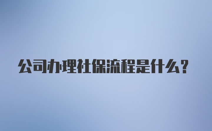 公司办理社保流程是什么？