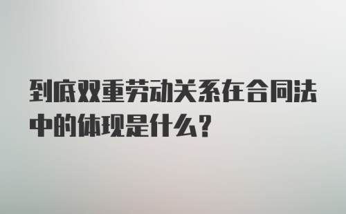 到底双重劳动关系在合同法中的体现是什么？