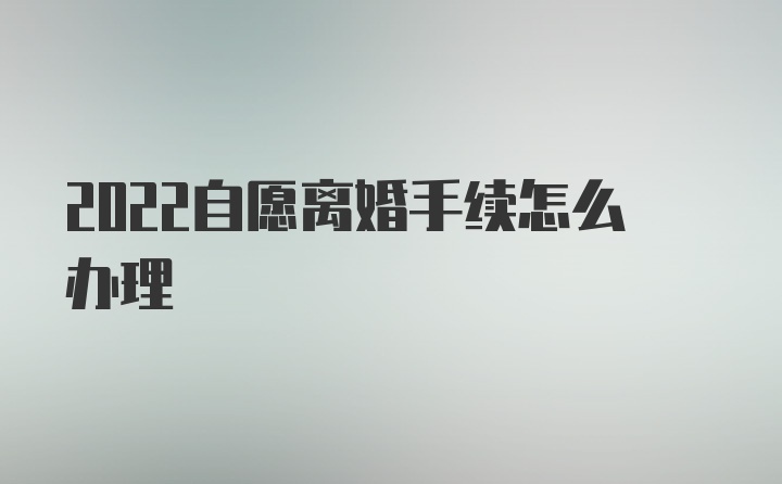 2022自愿离婚手续怎么办理