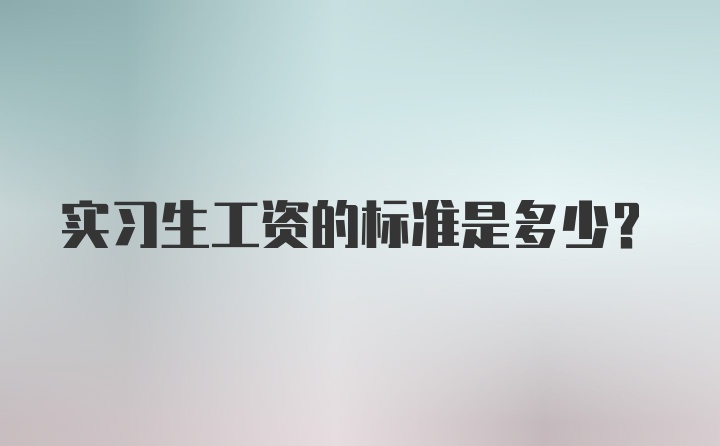 实习生工资的标准是多少？