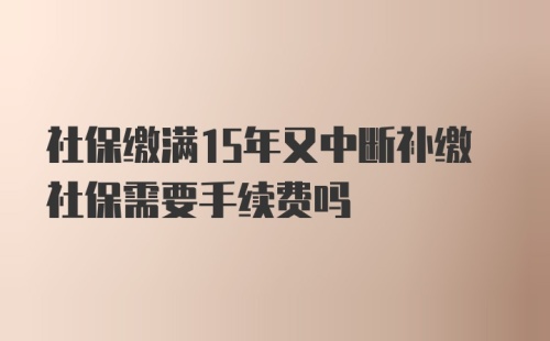 社保缴满15年又中断补缴社保需要手续费吗