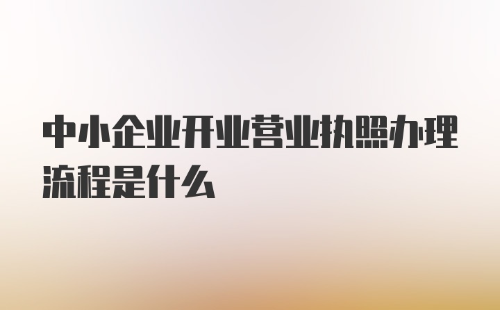 中小企业开业营业执照办理流程是什么