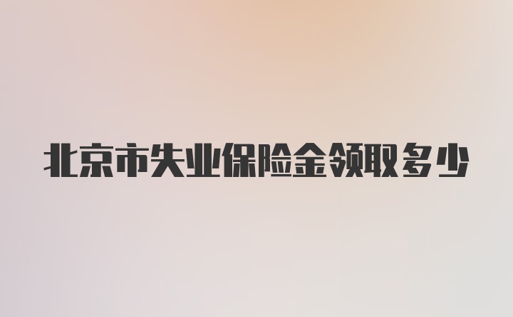北京市失业保险金领取多少